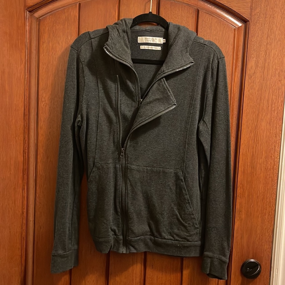 Shades of Grey by Micah Cohen Charcoal Double Zipper Hoodie Size Med